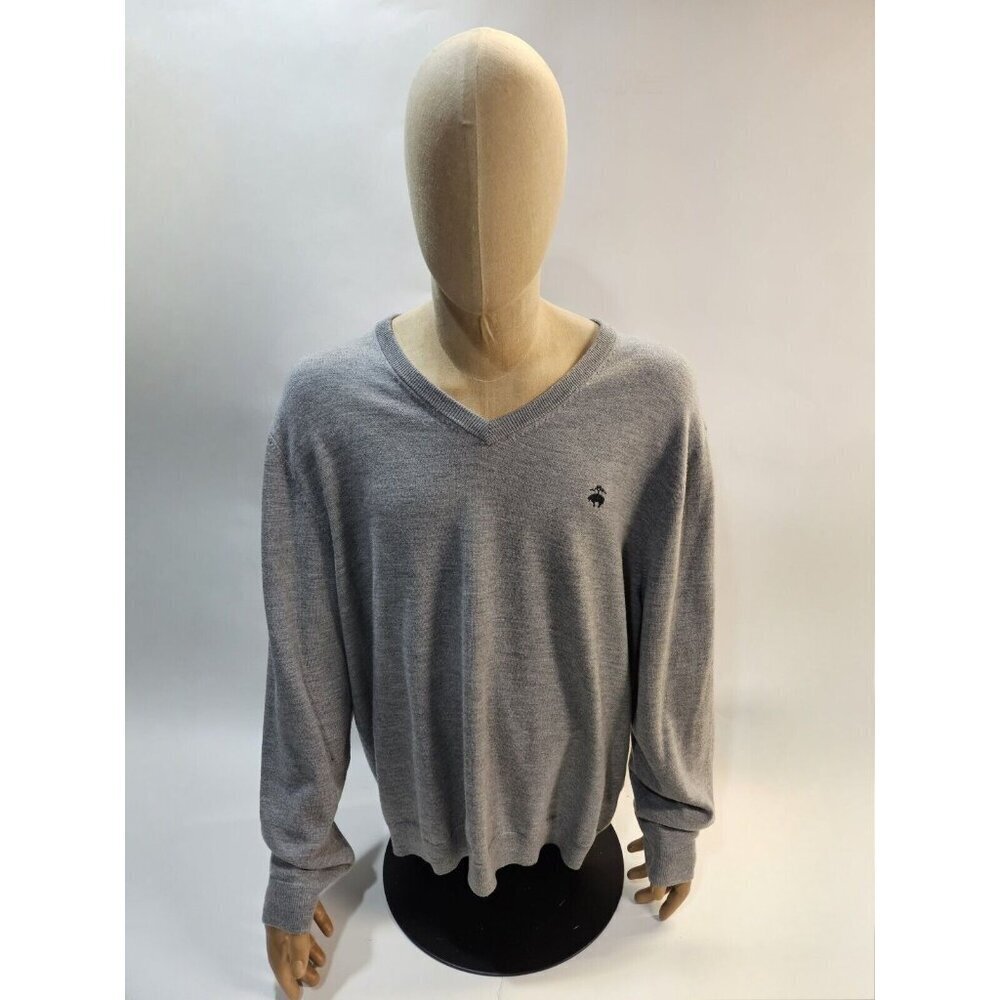 Vintage Brooks Brothers Grey V-Neck Merino Wool Soft Sweater Size 2XL RN 93986